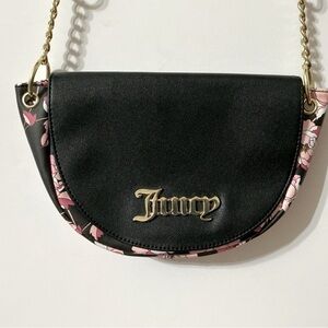 Juicy Couture Black and Pink Floral Crossbody Bag